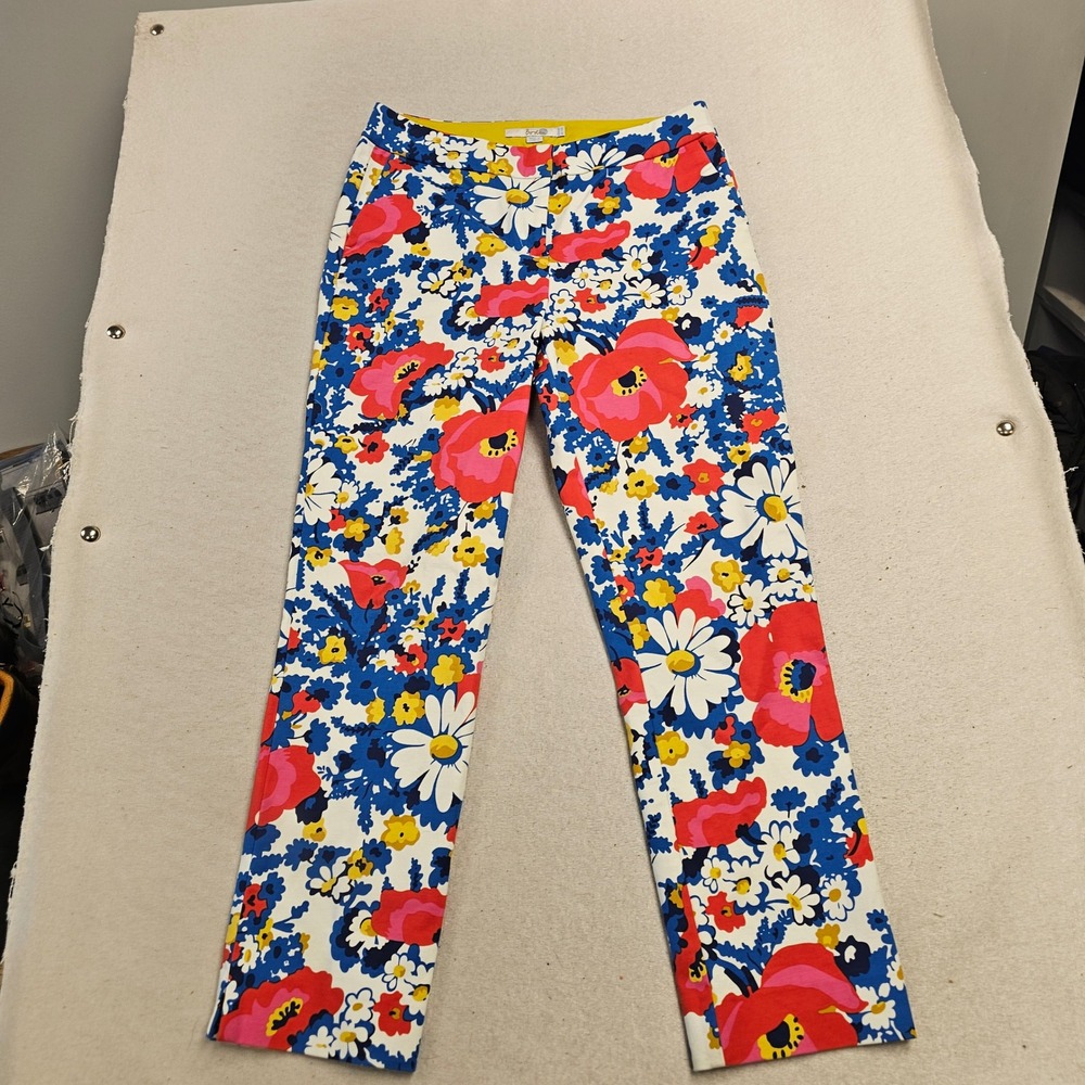 Boden Richmond Floral Print Ankle Pants Red Blue Poppy Daisy US 6R UK 10R